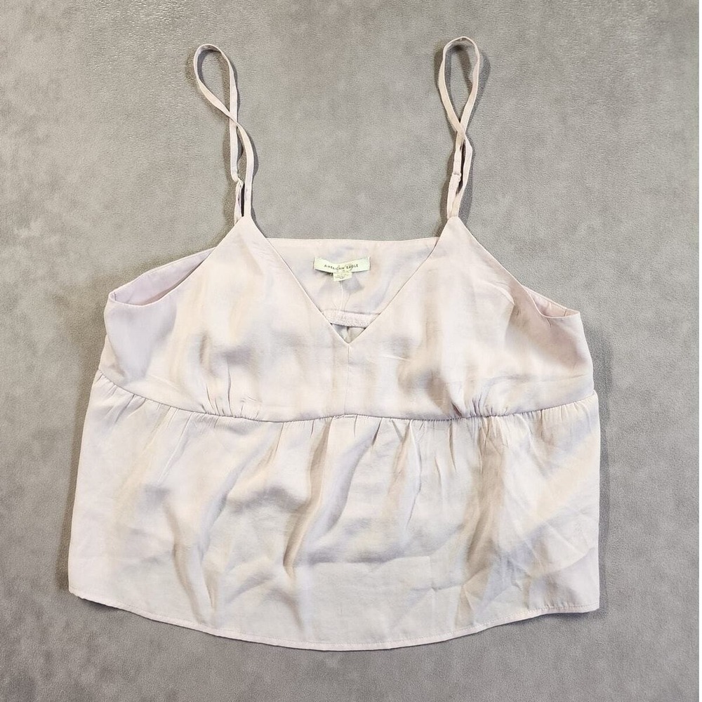 American Eagle Cami Top Womens Large Pink V-Neck Babydoll Adjustable Straps